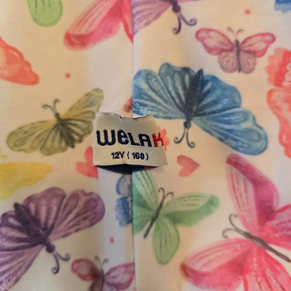 BUTTERFLY PRINT HOODIE SWEATSHIRT WELAKEN KANGAROO POCKET PULLOVER SIZE 12Y